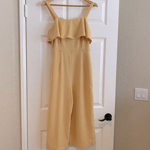 Lush Light yellow wide leg jumpsuit